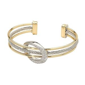 14K Gold Plated Two Tone CZ Twisted Bracelet